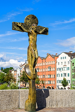 Jesus on the Cross (Christian Cross) sculpture, Old Town, Innsbruck, Tyrol, Austria, Europe