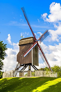 Saint Janshuis Mill windmill on the Kruisvest, Bruges, UNESCO World Heritage Site, West Flanders, Belgium, Europe