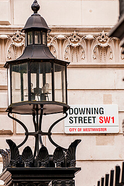 Downing Street sign, London, England, United Kingdom, Europe