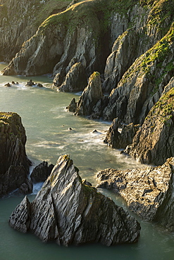 Rugged cliffs on the south coast of Devon, England, United Kingdom, Europe