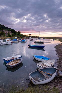 Boats in Porlock Weir harbour, Exmoor National Park, Somerset, England, United Kingdom, Europe