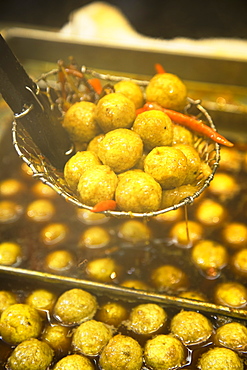 Curried fish balls, Mong Kok, Kowloon, Hong Kong, China, Asia