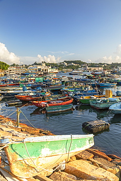 Fishing boats in harbour, Cheung Chau, Hong Kong, China, Asia