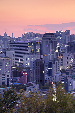 Seoul cityscape at sunset, Seoul, South Korea, Asia