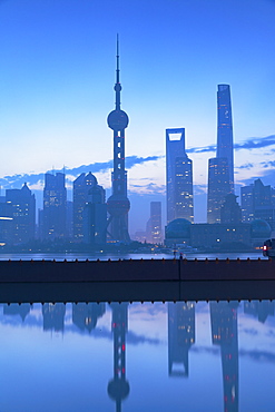 Skyline of Pudong at dawn, Shanghai, China, Asia