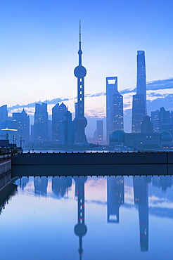 Skyline of Pudong at dawn, Shanghai, China, Asia