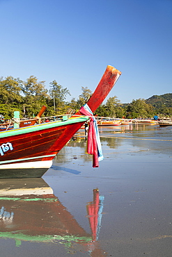 Long tail boats on Kata Beach, Phuket, Thailand, Southeast Asia, Asia