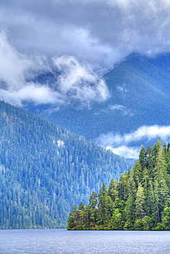 Cresent Lake, Aurora Ridge in the background, Olympic National Park, UNESCO World Heritage Site, Washington, United States of America, North America