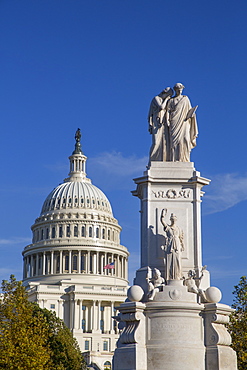 Peace Monument in foreground, United States Capitol Building in the background, Washington D.C., United States of America, North America