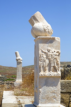 Monument to Carystius, Delos Island, UNESCO World Heritage Site, Cyclades Group, Greek Islands, Greece, Europe