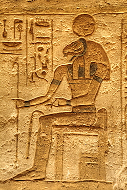 God, Sobek, Sunken Relief, Lateral Chamber, Ramses II Temple, UNESCO World Heritage Site, Abu Simbel, Nubia, Egypt, North Africa, Africa