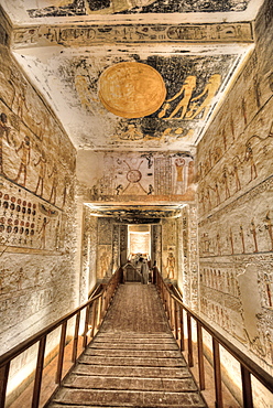 Hallway to Burial Chamber, Tomb of Ramses V and VI, KV9, Valley of the Kings, UNESCO World Heritage Site, Luxor, Thebes, Egypt, North Africa, Africa