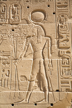 Relief of Deity, Karnak Temple Complex, UNESCO World Heritage Site, Luxor, Thebes, Egypt, North Africa, Africa