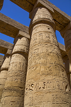 Columns, Great Hypostyle Hall, Karnak Temple Complex, UNESCO World Heritage Site, Luxor, Thebes, Egypt, North Africa, Africa