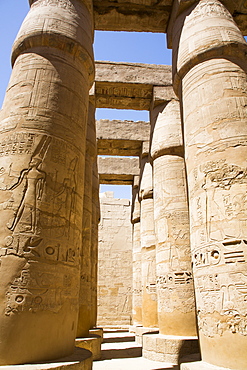 Columns, Great Hypostyle Hall, Karnak Temple Complex, UNESCO World Heritage Site, Luxor, Thebes, Egypt, North Africa, Africa