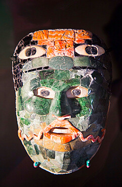 Jade Mask, 600-800 AD, from Calakmul Archaeological Zone, Museum, Fort San Jose, Campeche, State of Campeche, Mexico, North America