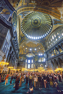 Interior, Hagia Sophia Grand Mosque, 360 AD, UNESCO World Heritage Site, Istanbul, Turkey, Europe