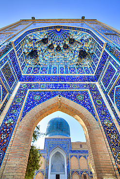 Entrance, Muqarnas or Honeycomb Vaulting, Gur-E-Amir Mausoleum, Built 1403, Burial Site of Amir Temir, Samarkand, Uzbekistan