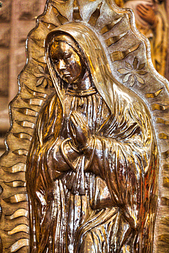 Virgin of Guadalupe Statue, largest in the World, six feet tall, solid silver, 380 lbs, Church of Santa Prisca de Taxco, founded 1751, UNESCO World Heritage Site, Taxco, Guerrero, Mexico, North America