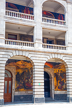 Office Doors with Murals of Diego Rivera, Secretaria de Educacion Building, Mexico City, Mexico, North America