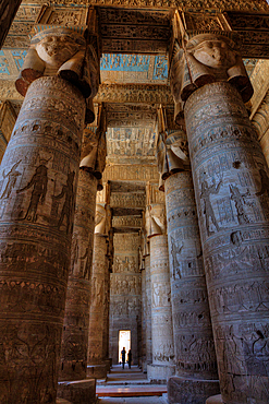 The Great Columns, Vestibule, Temple of Hathor, Dendera, Qena, Egypt, North Africa, Africa