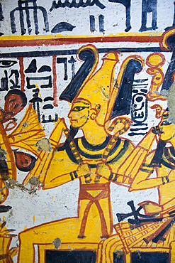 Wall painting of Pharaoh, Tomb of Nebenmaat, TT219, Deir el-Medina Tombs (Worker Tombs), Thebes, UNESCO World Heritage Site, Luxor, Egypt, North Africa, Africa