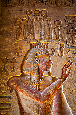 Relief of Pharaoh, Tomb of Rameses III, KV11, Valley of the Kings, Ancient Thebes, UNESCO World Heritage Site, Luxor, Egypt, North Africa, Africa