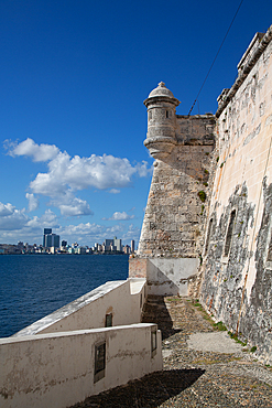 Castle of the Three Kings of Morro (foreground), Havana Skyline (background), Havana, Cuba