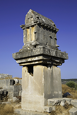 Lycian Pillar Tomb, Xanthos Archaeological Site, Originally Founded 8th Century BC, UNESCO World Heritage Site, Near Kalkan, Antalya, Turkey