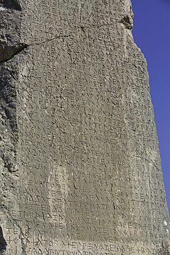 Lycian Inscriptions, Inscribed Pillar, 425 BC, Xanthos Archaeological Site, Originally Founded 8th Century BC, UNESCO World Heritage Site, Near Kalkan, Antalya, Turkey