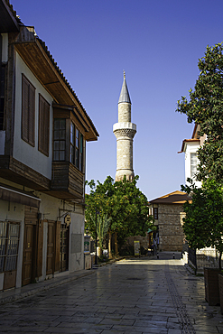 Street Scene, Minaret (background), Kaleici, Antalya, Antalya Province, Turkey