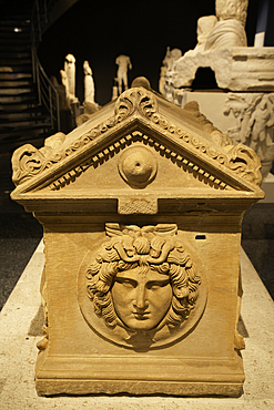 Medusa Head, Marble Sarcophagus, Roman Period, Found in Perge, Antalya Archaeological Museum, Antalya, Turkey