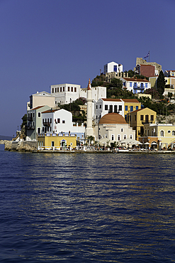 Mosque, Houses, Fort, Harbor, Megisti Bay, Kastellorizo, Dodecanese Islands, Greece