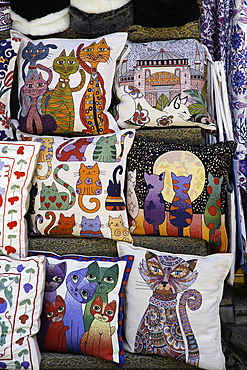 Pillows for Sale, Arasta Bazaar, Sultanahmet, Istanbul, Turkey