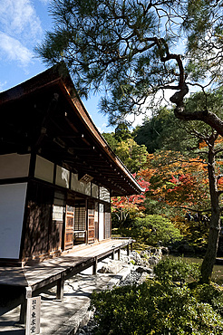 The Silver Pavilion, named because of moonlight reflecting on its dark wood walls, in Ginkakuji Zen temple garden, Kyoto, Japan, Asia