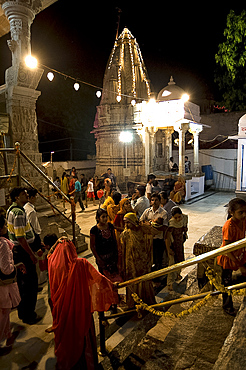 Devotees and families celebrate Diwali at Jagdish temple in Udaipur, Rajasthan, India, Asia