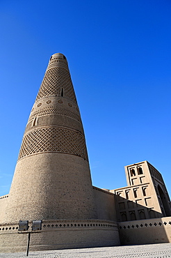 Emin Tower at the Uyghur Mosque, built in 1777 from wood and brick, Turfan, Silk Road, Xinjiang, China, Asia