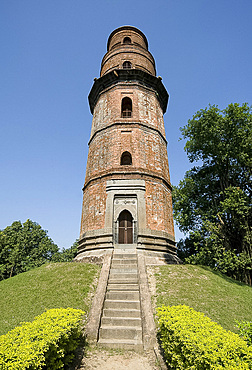 Octagonal Firoj minar in 12th century Gaur, once one of India's great cities, West Bengal, India, Asia