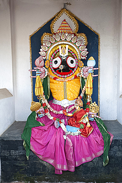 Hindu Jagannath deity shrine at the Jagannath temple, Koraput, Orissa, India, Asia