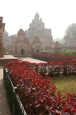 Gardens around Siddheswari Kalibari, dominating the terracotta temple complex, Kalna, West Bengal, India, Asia