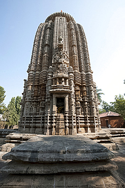 Ornately carved 13th century Vimana section of Madhava temple dedicated to Lord Vishnu, Madhava, Cuttack district, Odisha, India, Asia