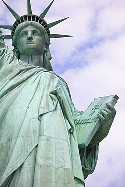 Close-up, low angle view of the Statue of Liberty, Liberty Island, New York City, United States of America, North America