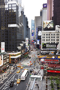 Looking down Broadway towards Times Square, Manhattan, New York City, New York, United States of America, North America