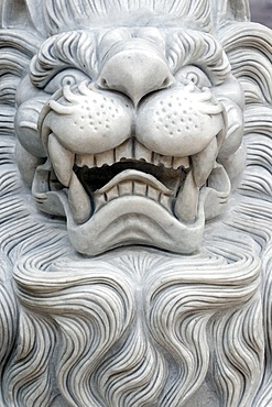 Tinh Xa Ngoc Chau Buddhist temple, Imperial guardian lion statue, Chau Doc, Vietnam, Indochina, Southeast Asia, Asia