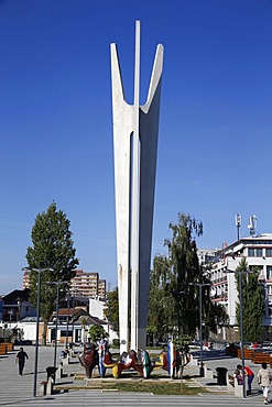 Kosovo Brotherhood and Unity monument in Pristina, Kosovo, Europe