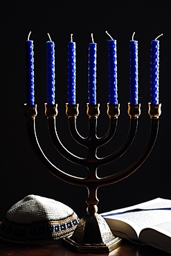 Menorah, kippah and Torah, Jewish symbols, France, Europe