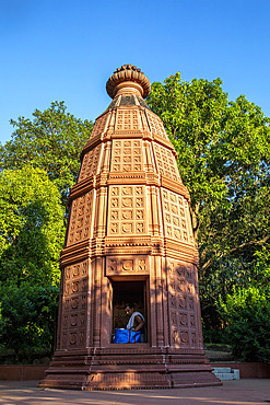 Priest in a temple at Goverdan ecovillage, Maharashtra, India, Asia