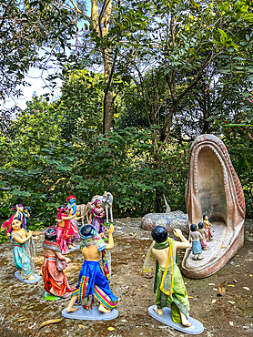 Liberaton of Aghasur, Murthis (statues) in Govardhan Ecovillage, Maharashtra, India, Asia