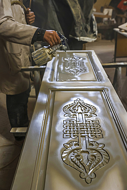 Craftsman at work in a workshop in Marrakesh, Morocco