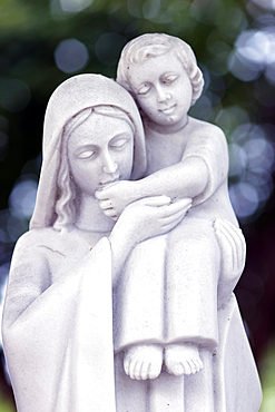 Basilica of Our Lady of La Vang. Virgin Mary and child. Marble statue. Vietnam.